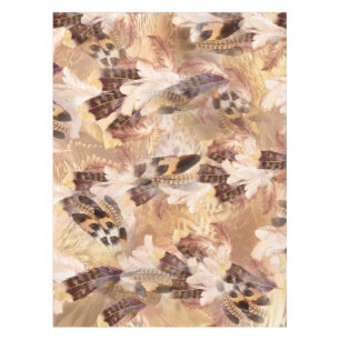 Exotic Mix Brown Tones Bird feather Print Tablecloth