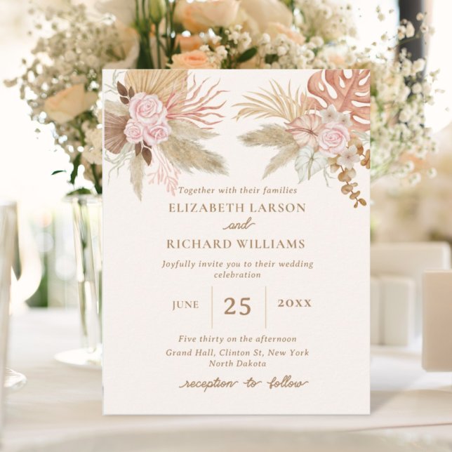 Exotic Modern Boho Tropical Wedding Invitation (Creator Uploaded)
