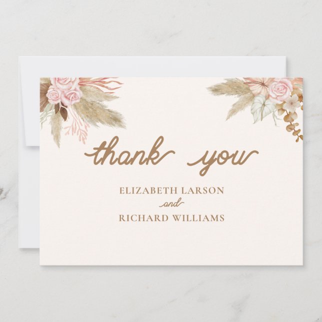 Exotic Modern Boho Tropical Wedding Thank You Card (Front)