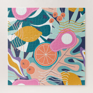 Exotic, modern jungle collage. jigsaw puzzle