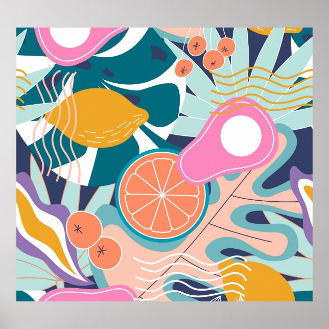 Exotic, modern jungle collage. poster (Front)