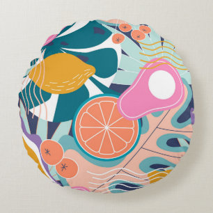 Exotic, modern jungle collage. round pillow