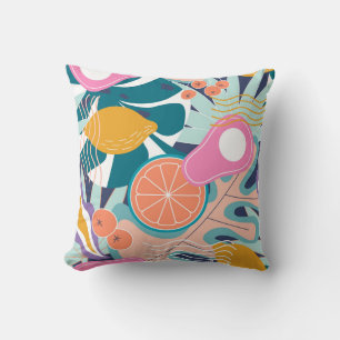 Exotic, modern jungle collage. throw pillow