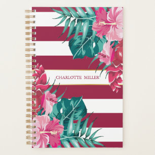 Exotic Monogram burgundy Floral striped Planner