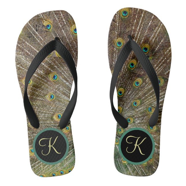 Exotic Monogram Peacock Flip Flops (Footbed)