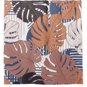 Exotic monstera leaves, vintage tropical.