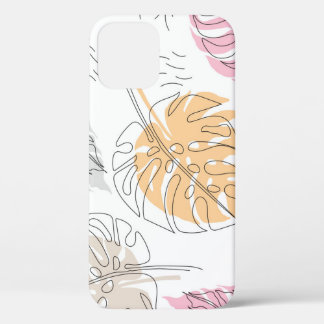 Exotic Monstera Line Drawing Art iPhone 12 Case