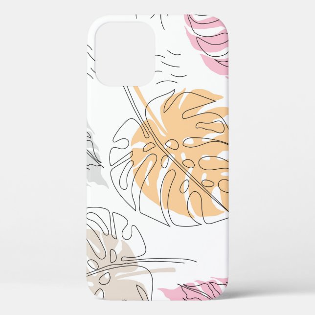 Exotic Monstera Line Drawing Art Case-Mate iPhone Case (Back)