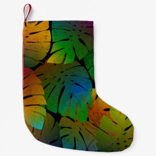 Exotic Monstera: Palm Leaves Vintage Small Christmas Stocking