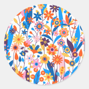 Exotic Multicolored Floral Background-32939 Classic Round Sticker
