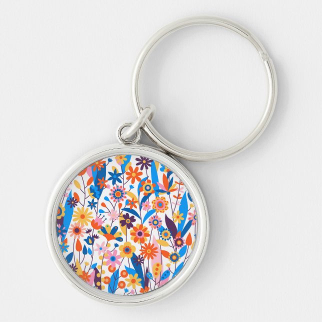 Exotic Multicolored Floral Background-32939 Keychain (Front)