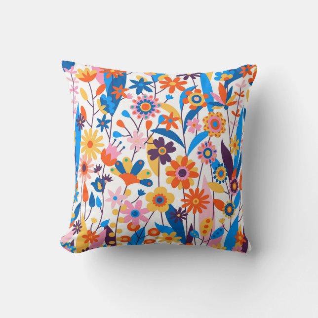 Exotic Multicolored Floral Background-32939 Throw Pillow (Front)