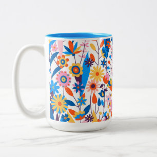 Exotic Multicolored Floral Background-32939 Two-Tone Coffee Mug