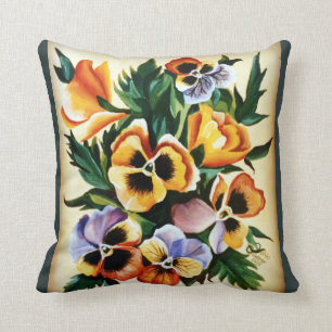 Exotic Multicolored Pansies Throw Pillow