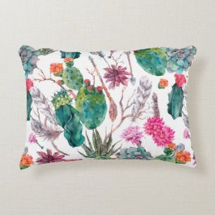 Exotic natural vintage watercolor seamless pattern accent pillow