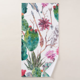 Exotic natural vintage watercolor seamless pattern bath towel