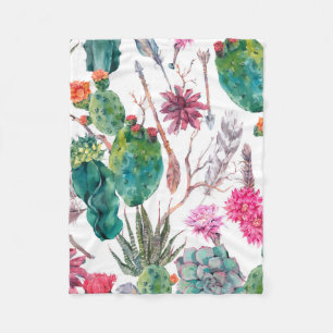 Exotic natural vintage watercolor seamless pattern fleece blanket