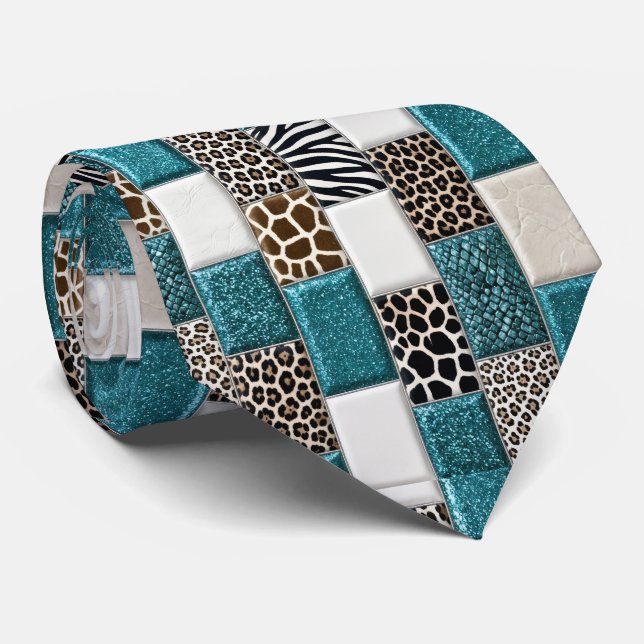 Exotic Neck Tie | Wild African Animal Pattern  (Rolled)