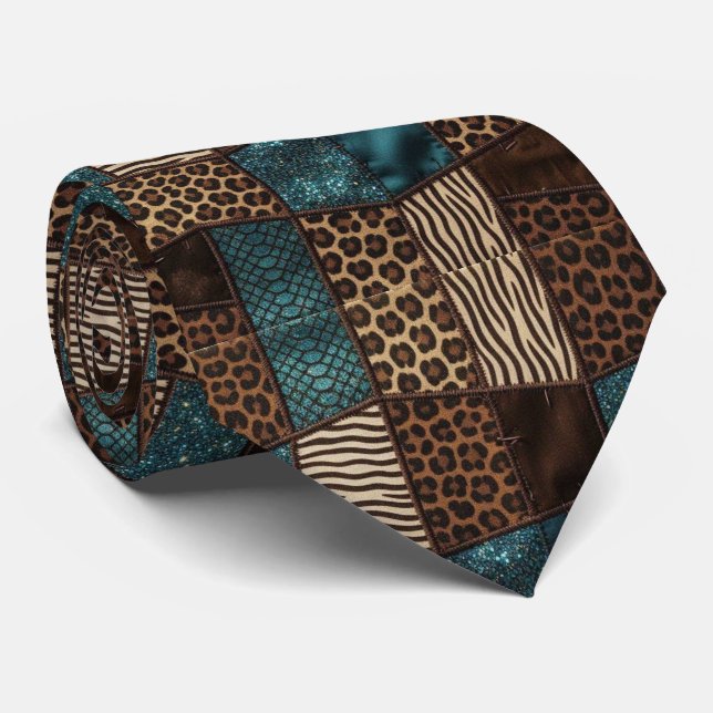 Exotic Neck Tie | Wild African Animal Pattern  (Rolled)
