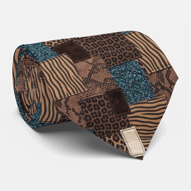 Exotic Neck Tie | Wild African Animal Pattern  (Rolled)