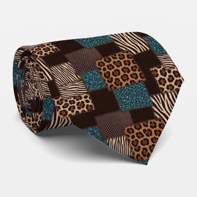 Exotic Neck Tie | Wild African Animal Pattern  (Rolled)