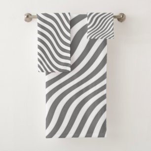 EXOTIC NEUTRAL GREY ZEBRA STRIPES BATH TOWEL SET