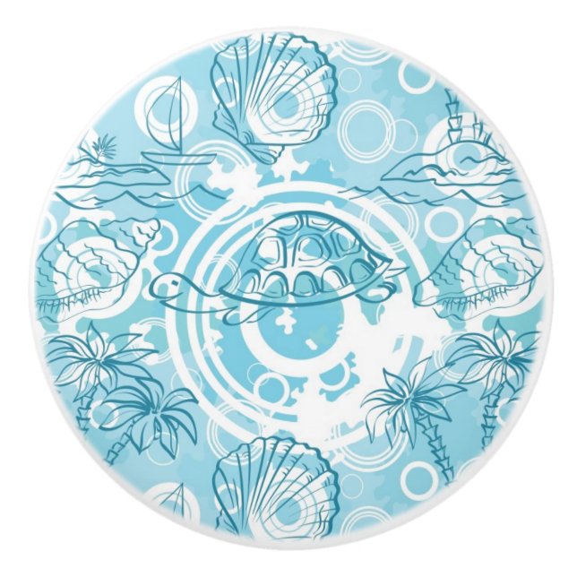 exotic ocean pattern ceramic knob (Front)