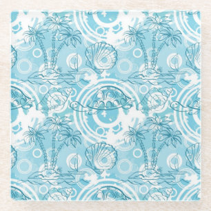 exotic ocean pattern glass coaster