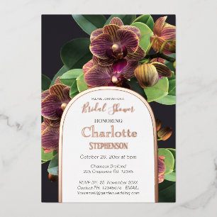 Exotic Orchids  Bridal Shower Rose Gold  Foil Inv