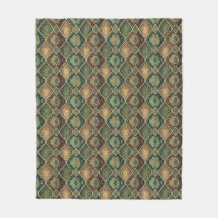 Exotic Ornate Geometric Snake Skin Pattern Design Fleece Blanket