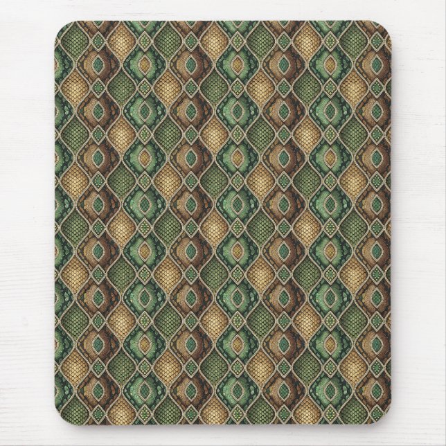 Exotic Ornate Geometric Snake Skin Pattern Design Mouse Pad (Front)