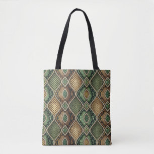 Exotic Ornate Geometric Snake Skin Pattern Design Tote Bag