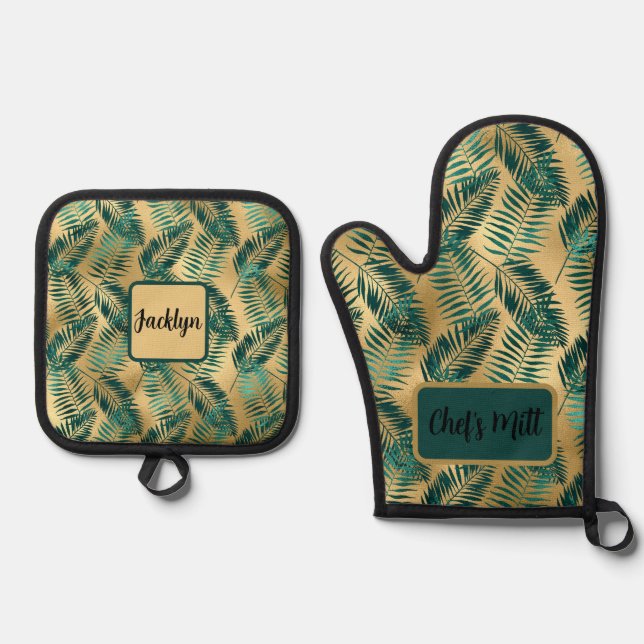 Exotic  oven mitt & pot holder set (Front)