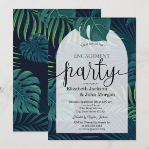 Exotic Palm Leaves Engagement Party Invitation