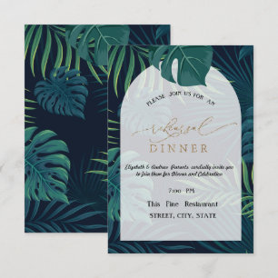 Exotic Palm Leaves Rehearsal Dinner Invitation