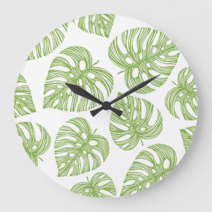 Exotic Palm Leaves Vintage Large Clock