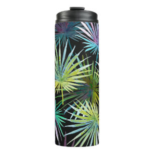 Exotic Palm Leaves Watercolor Thermal Tumbler