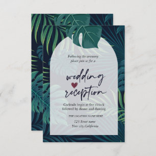 Exotic Palm Leaves Wedding Reception  Invitation