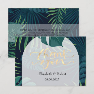 Exotic Palm Leaves  Wedding Thank You Card