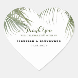 Exotic Palm Trees Heart Sticker