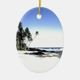 Exotic Palm Trees & Paradise Beach Ceramic Ornament