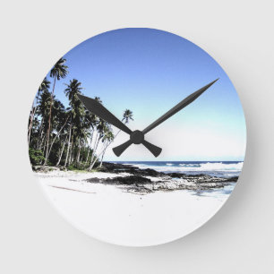 Exotic Palm Trees & Paradise Beach Round Clock