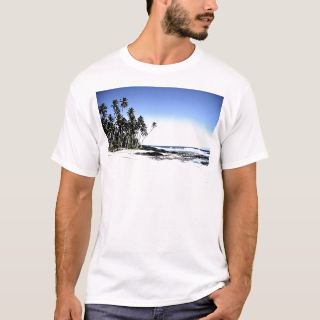 Exotic Palm Trees & Paradise Beach T-Shirt (Front)