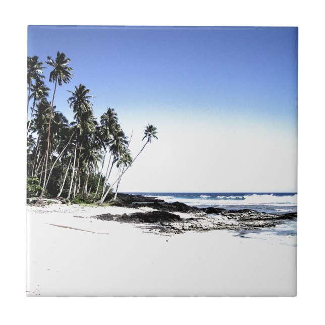 Exotic Palm Trees & Paradise Beach Tile (Front)