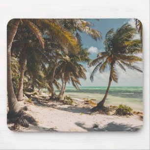 Exotic Palm Trees Turquoise Sea White Sand Beach Mouse Pad