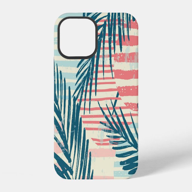 Exotic palms, hand-drawn textures iPhone case (Back)
