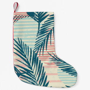 Exotic palms, hand-drawn textures small christmas stocking