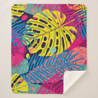 Exotic Palms: Vintage Floral Elegance Sherpa Blanket