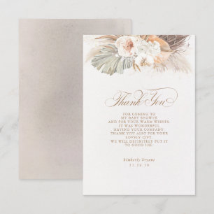 Exotic Pampas Grass Floral Baby Shower Thank You Card