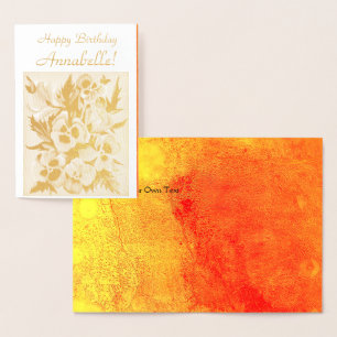 Exotic Pansies  - Happy Birthday - Customize Foil Card